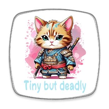 Japanese Kawaii Ninja Cat - Square fridge magnet - white - Front