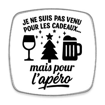 Ich bin hier für den Weihnachtshumor-Aperitif - Viereckiger Kühlschrankmagnet - Weiß - Vorne