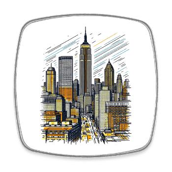 Skyline von New York City - Square fridge magnet - white - Front