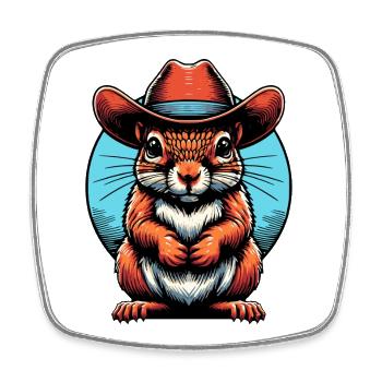 Cowboy Squirrel Graphic - Square fridge magnet - white - Front