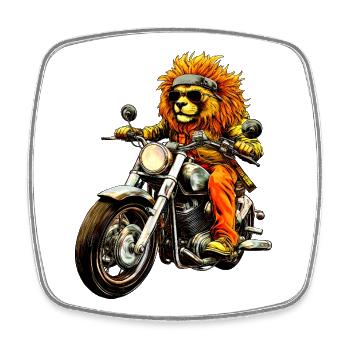 Lions motards - Magnet carré - blanc - Devant