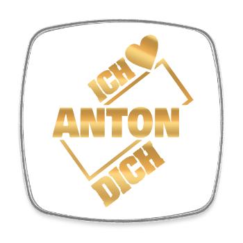 Anton als Couple - Viereckiger Kühlschrankmagnet - Weiß - Vorne