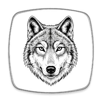 Wolf - Viereckiger Kühlschrankmagnet - Weiß - Vorne