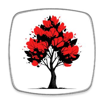 Roter Blütenbaum – Natur & Kunst Design - Viereckiger Kühlschrankmagnet - Weiß - Vorne