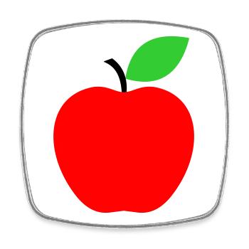 Red Apple Minimalist Icon - Square fridge magnet - white - Front