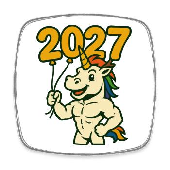 Strong Unicorn 2027 New Year Celebration Art - Square fridge magnet - white - Front