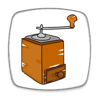Coffee grinder - Square fridge magnet - white - Front