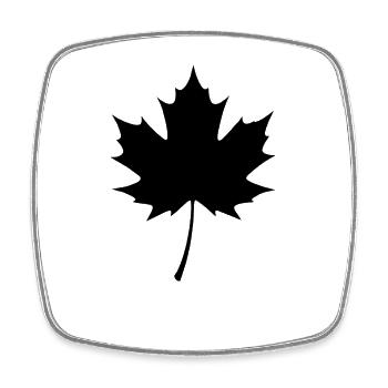 Ahornblatt Silhouette – Naturminimalismus - Viereckiger Kühlschrankmagnet - Weiß - Vorne