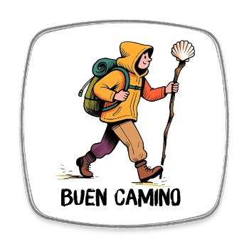 Pèlerin sur le chemin de Compostelle - Magnet carré - blanc - Devant