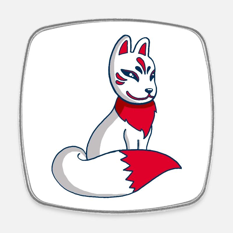 White and Red Fox Manga - Viereckiger Kühlschrankmagnet - Weiß