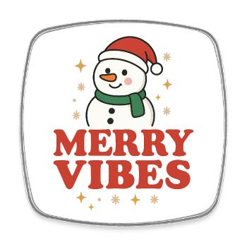 Conception de bonhomme de neige Merry Vibes - Magnet carré - blanc - Devant