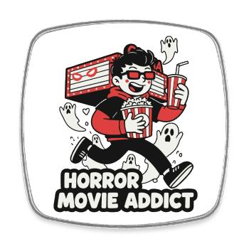 Horrorfilm Süchtiger Kinogänger - Viereckiger Kühlschrankmagnet - Weiß - Vorne