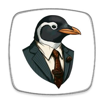 Business - Pinguin - Viereckiger Kühlschrankmagnet - Weiß - Vorne