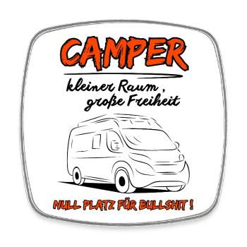 Camping Kastenwagen Wohnmobil Spruch - Viereckiger Kühlschrankmagnet - Weiß - Vorne