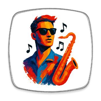 Jazz – Saxophon – Musik - Viereckiger Kühlschrankmagnet - Weiß - Vorne