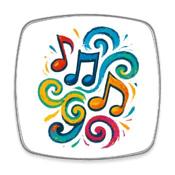 Bunte Musiknoten - Viereckiger Kühlschrankmagnet - Weiß - Vorne