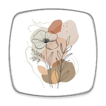 Boho Floral Line Art, Minimalistisches Naturdesign - Viereckiger Kühlschrankmagnet - Weiß - Vorne