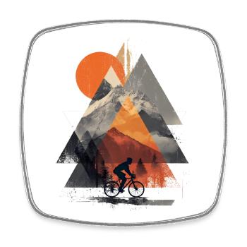 Mountain Geometry Cycling – Modern Adventure Art - Viereckiger Kühlschrankmagnet - Weiß - Vorne