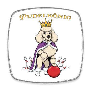 Pudelkönig - Viereckiger Kühlschrankmagnet - Weiß - Vorne