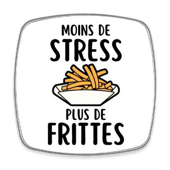Pommes in einer goldenen Cartoon-Schüssel - Viereckiger Kühlschrankmagnet - Weiß - Vorne