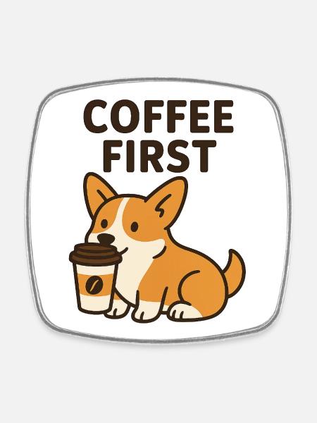 Chien de dessin animé - Magnet carré - blanc