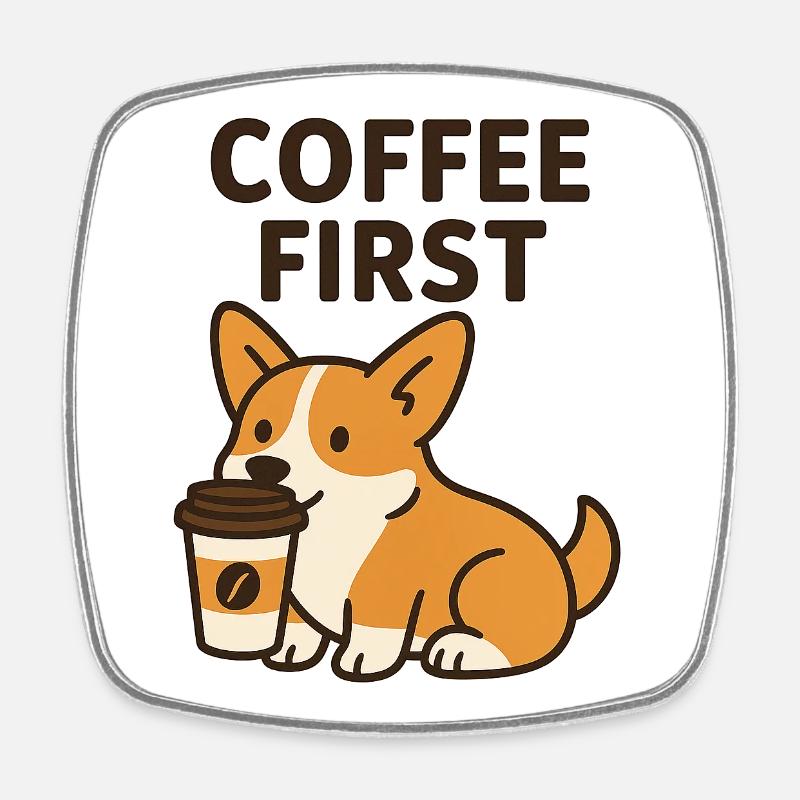 Chien de dessin animé - Magnet carré - blanc