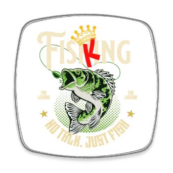 Fish King Angler Design - Viereckiger Kühlschrankmagnet - Weiß - Vorne