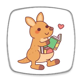 Des lectures mignonnes de kangourou avec des livres dans la pochette drôles - Magnet carré - blanc - Devant