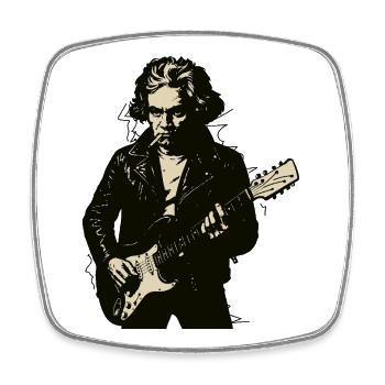 Beethoven as modern rock star - Square fridge magnet - white - Front
