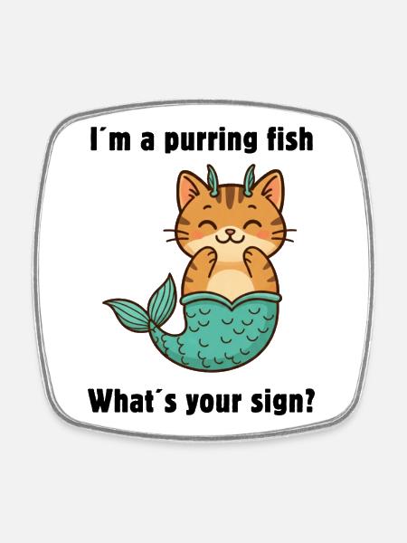 Sweet Pisces Cat – Zodiac sign full of magic - Square fridge magnet - white