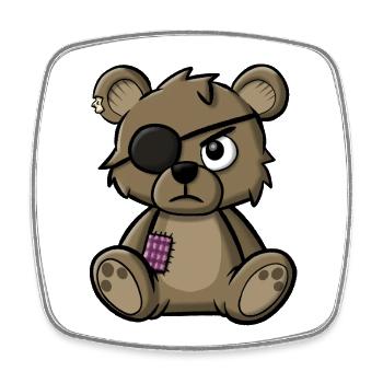 Teddy bear with eye patch - Square fridge magnet - white - Front