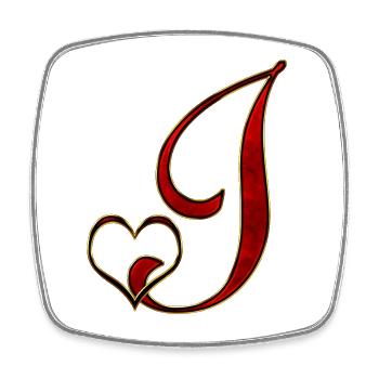 Rose Gold J-Heart Monogram - Square fridge magnet - white - Front