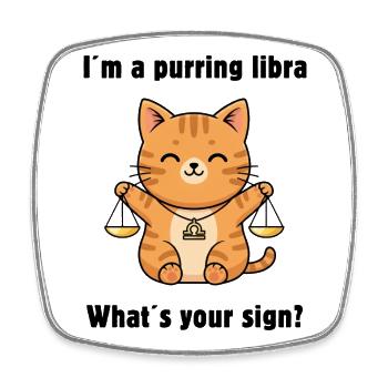 Sternzeichen Waage Katze – Cute Libra Zodiac - Viereckiger Kühlschrankmagnet - Weiß - Vorne