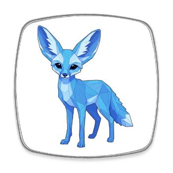 Blue Geometry Fox - Square fridge magnet - white - Front