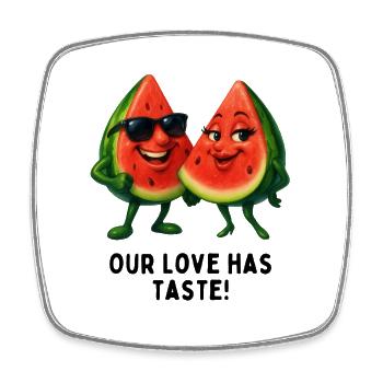 Melonenliebe mit Geschmack - Viereckiger Kühlschrankmagnet - Weiß - Vorne