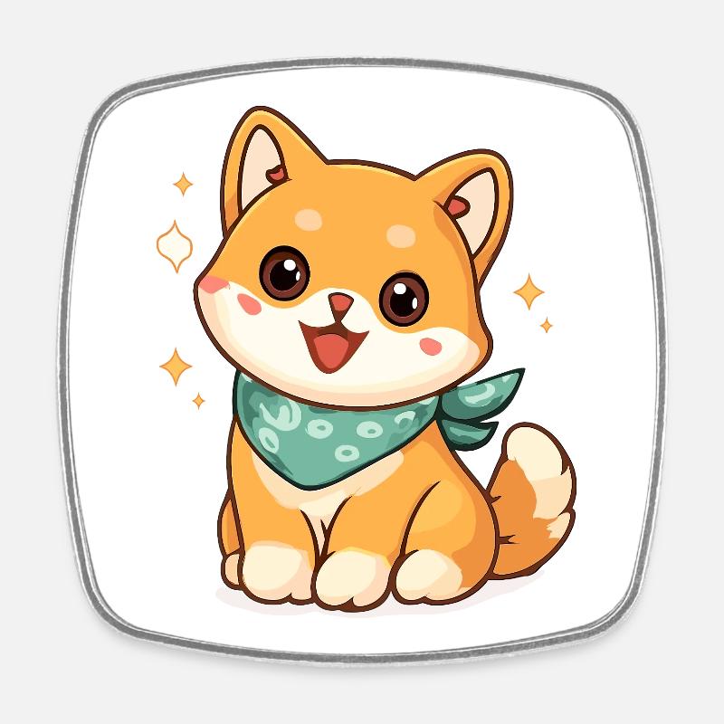 Cat lover with bandana - Square fridge magnet - white
