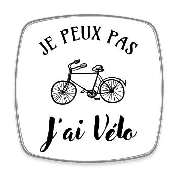 Ich kann nicht, ich fahre Fahrrad - Viereckiger Kühlschrankmagnet - Weiß - Vorne