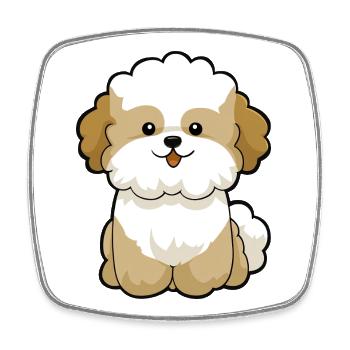 Chibi Pudel Pal Maskottchen - Viereckiger Kühlschrankmagnet - Weiß - Vorne