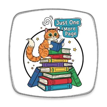 Lecteur de chat : Encore une page - Magnet carré - blanc - Devant