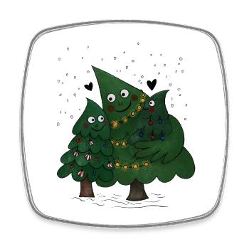 Kleine Weihnachtsbaum Familie - Viereckiger Kühlschrankmagnet - Weiß - Vorne