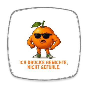 Muskelorange mit Spruch - Viereckiger Kühlschrankmagnet - Weiß - Vorne