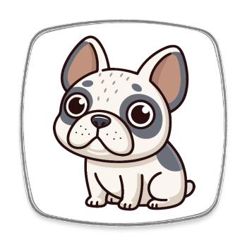 Bulldog Cartoon Blanc et Gris - Magnet carré - blanc - Devant