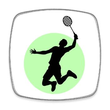 Badminton Spieler Silhouette – Smash Power - Viereckiger Kühlschrankmagnet - Weiß - Vorne