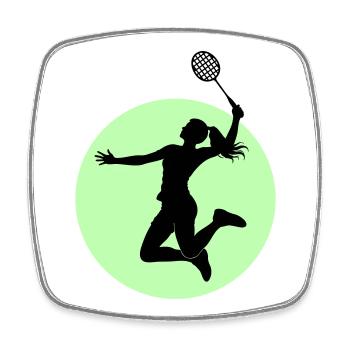Badminton Spielerin Silhouette – Smash Power - Viereckiger Kühlschrankmagnet - Weiß - Vorne