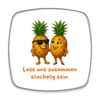 Duo ananas : Épineux ensemble - Magnet carré - blanc - Devant