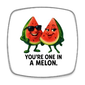 Un dans un duo melon - Magnet carré - blanc - Devant