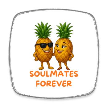 Soulmates Pineapples Forever - Viereckiger Kühlschrankmagnet - Weiß - Vorne
