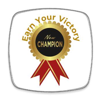 Premium Champion Award Badge – Earn Your Victory G - Square fridge magnet - white - Front