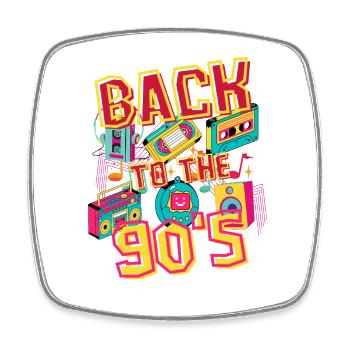 Zurück in die 90er – nostalgisches Retro-T-Shirt - Viereckiger Kühlschrankmagnet - Weiß - Vorne