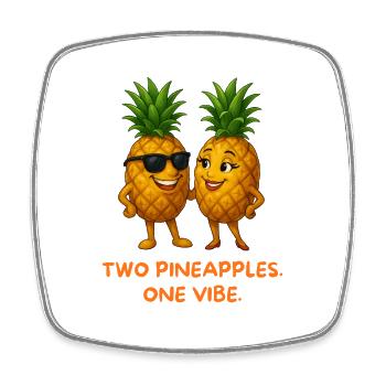 Zwei Ananas: Ein Vibe Cartoon - Viereckiger Kühlschrankmagnet - Weiß - Vorne
